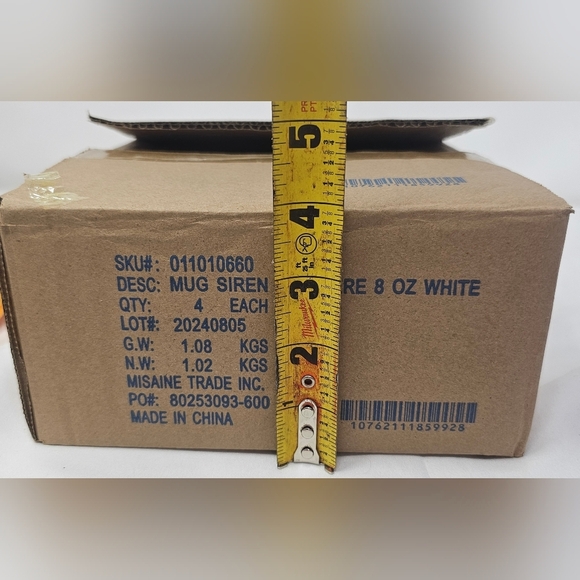 Starbucks New 8 oz White Embossed Siren Mermaid Logo Coffee Cups 2010 Set NIB - Picture 9 of 10